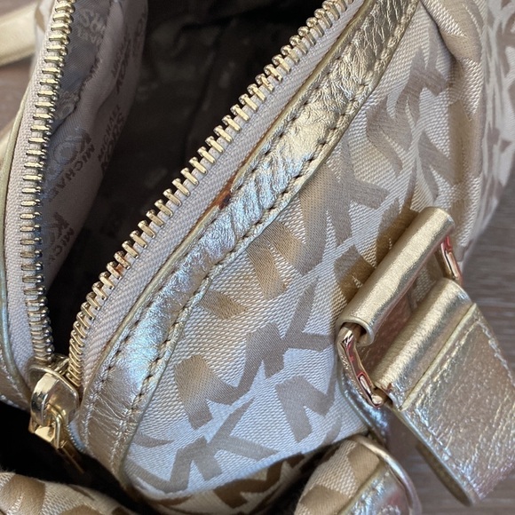Michael Kors Monogram Handbag | Gold - Picture 8 of 11